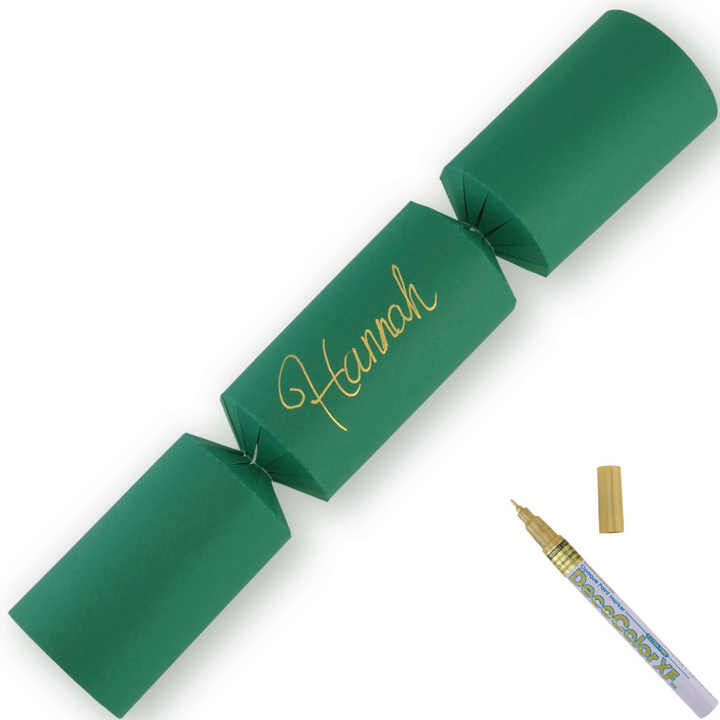 Rich Green | 12 Personalise Your Own Crackers | Make &amp; Fill Your Own | With Pen