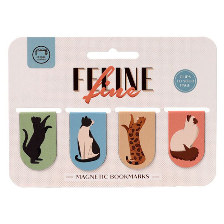 Fine Feline Cats | Magnetic Bookmarks | Set of 4 | Little Gift
