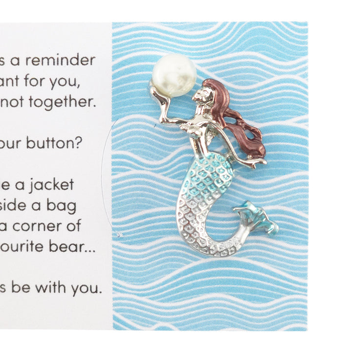 You Are Beautiful | Diamante Mermaid | Button Wishes Sew On Token | Mini Gift