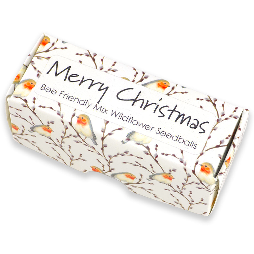 Willow &amp; Robin | Merry Christmas | Box of 20 Bee Mix Seedballs | Cracker Filler
