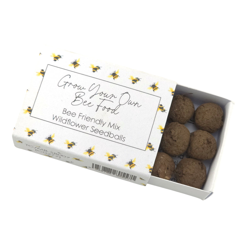 Grow Your Own Bee Food | 6 Seedball Matchbox | Cracker Filler | Little Gift