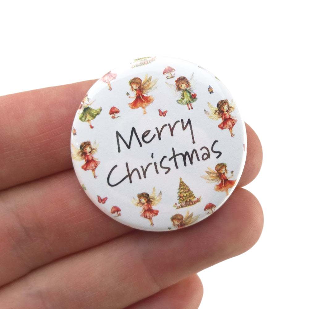 Christmas Fairies | Merry Christmas | 38mm Badge | Mini Gift | Cracker Filler