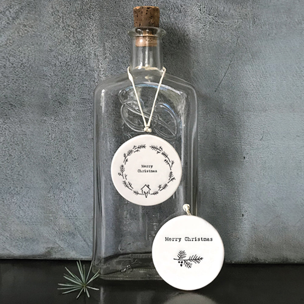 Merry Christmas | Flat Porcelain Christmas Ornament Hanger| Cracker Filler
