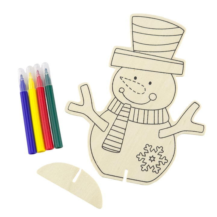 Kids Colour Your Own Wooden Christmas Decoration on Stand | Choose a Design