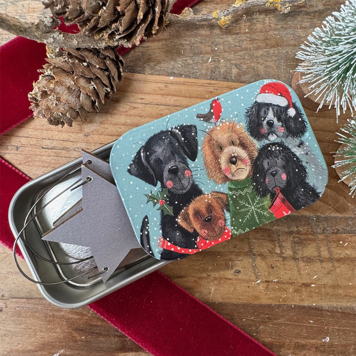 Christmas Dogs | Little Slide Shut Tin to Fill | Cracker Filler Gift