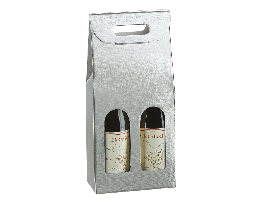 Silver Wine Bottle Gift Box for 2 Bottles