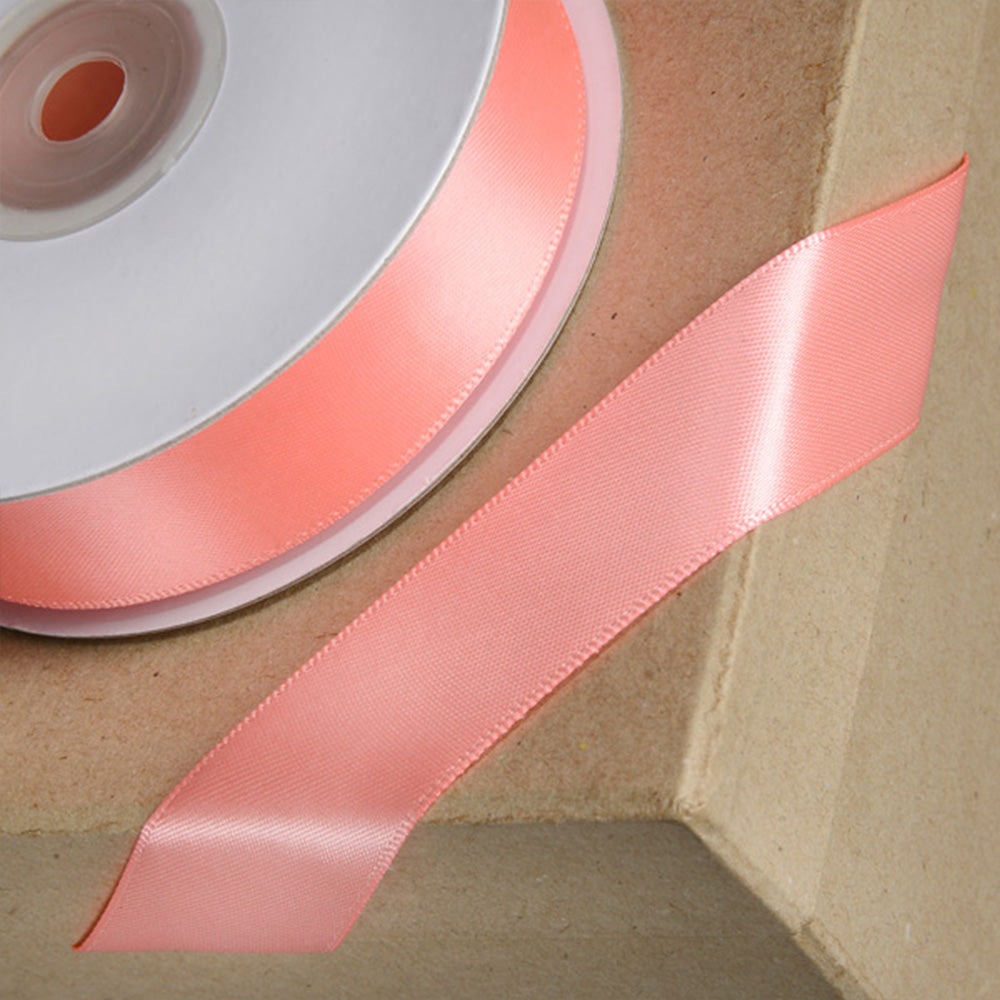 Salmon Pink | 23mm Double Faced Satin Ribbon | 25m Long