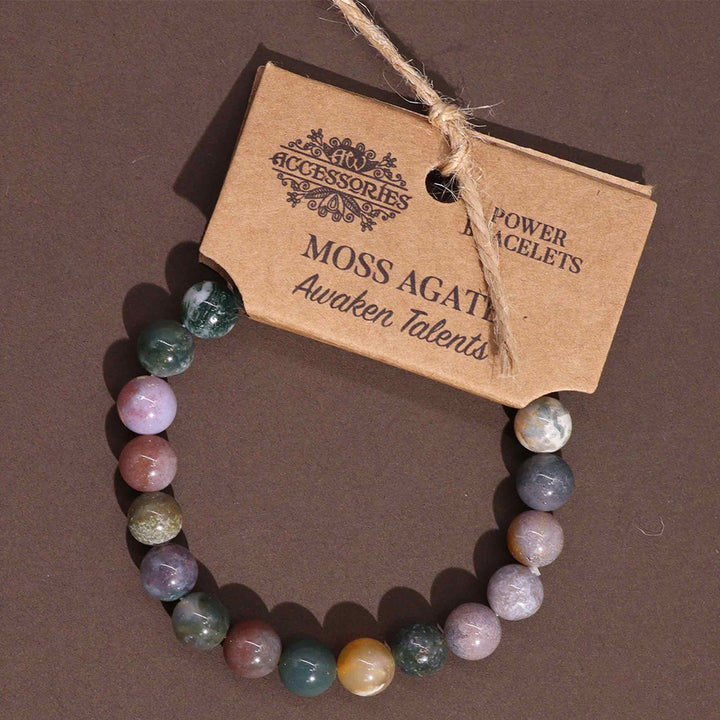 Moss Agate | Awaken Talents | Smooth Crystal Bracelet | Cracker Filler Gift
