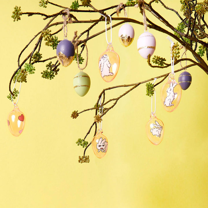Pastel & Gold Glitter Mix | 4cm Hanging Easter Egg Ornaments | Pack of 6
