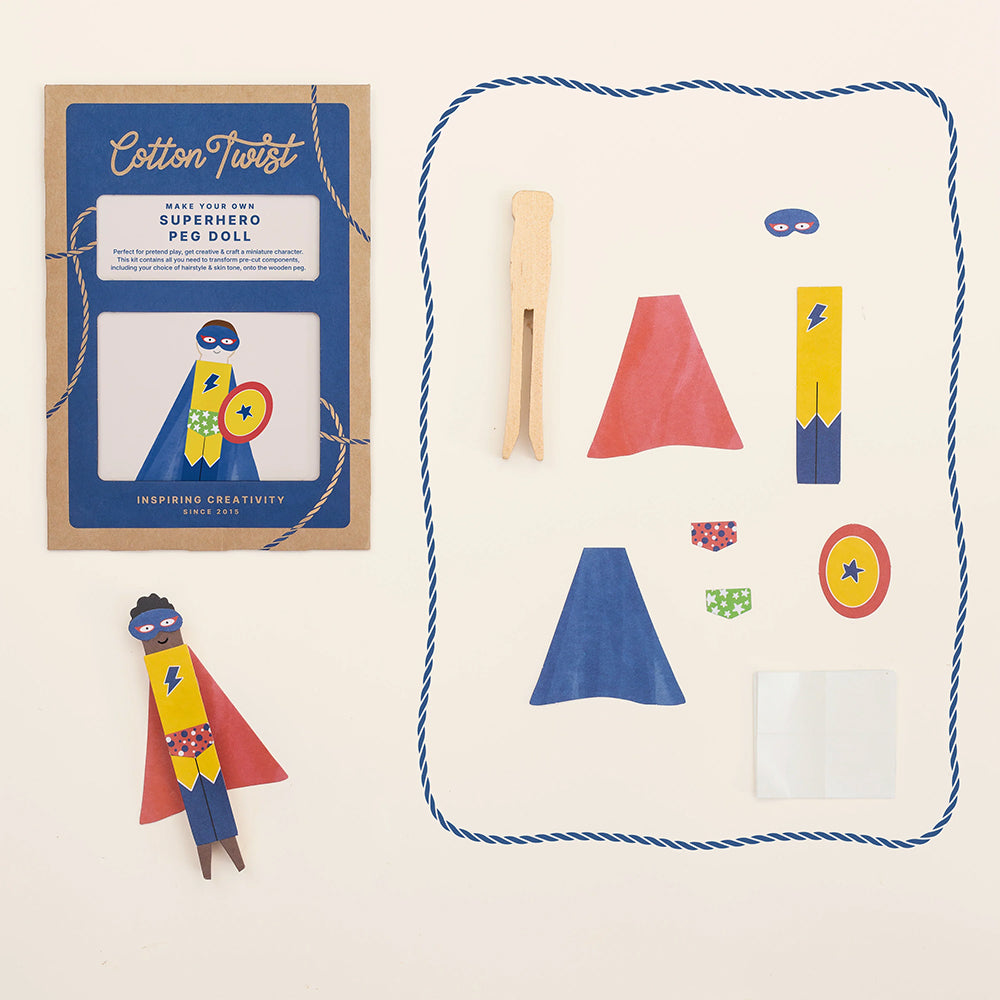 Make Your Own Superhero Peg Doll | Complete Sustainable Craft Kit for Kids