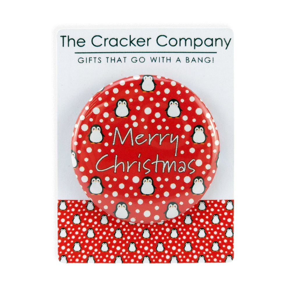 Snowtime Penguin | Merry Christmas | 38mm Pin Badge | Little Gift | Cracker Filler