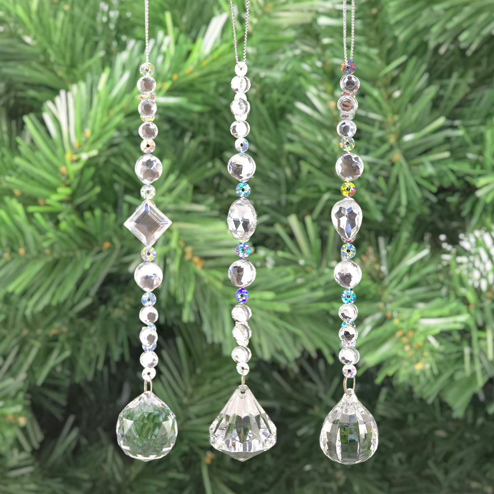 Crystal Icicle Style Christmas Tree Decoration | Single | 17cm Tall