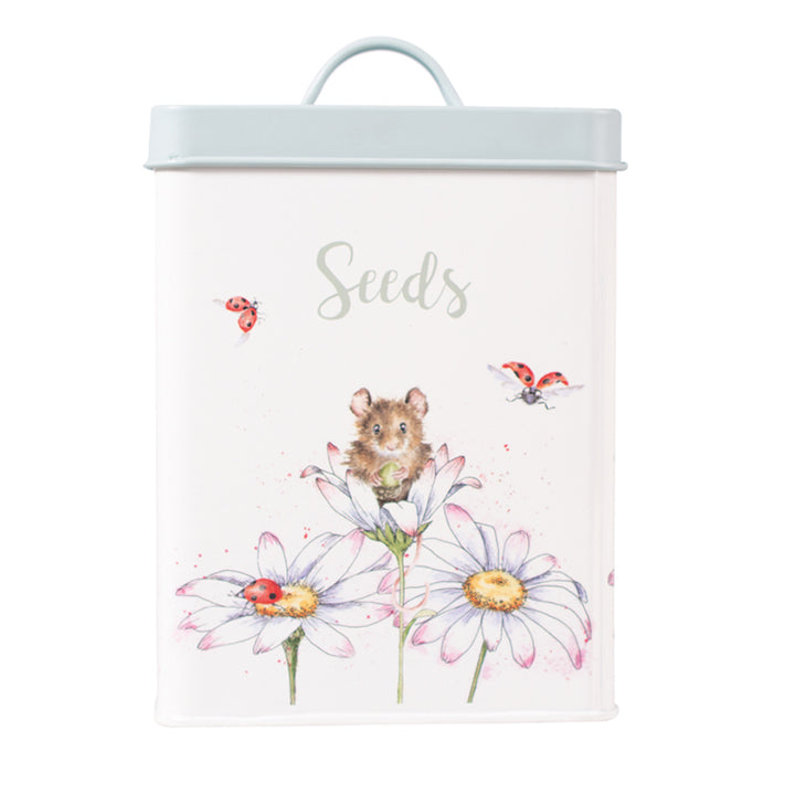 Mouse & Daisies Illustrated Seed Tin | Gardener Gift | Wrendale Designs