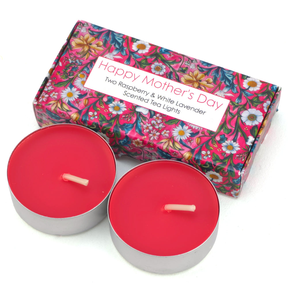 Happy Mother's Day | Raspberry & White Lavender Tealight Candles | Cracker Filler