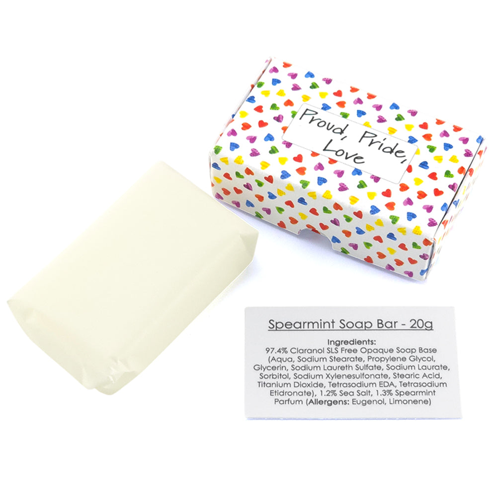Proud Pride Love | Spearmint | 20g Travel Soap Bar | Cracker Filler | Mini Gift