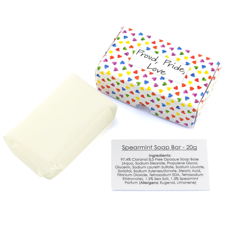 Proud Pride Love | Spearmint | 20g Travel Soap Bar | Cracker Filler | Mini Gift