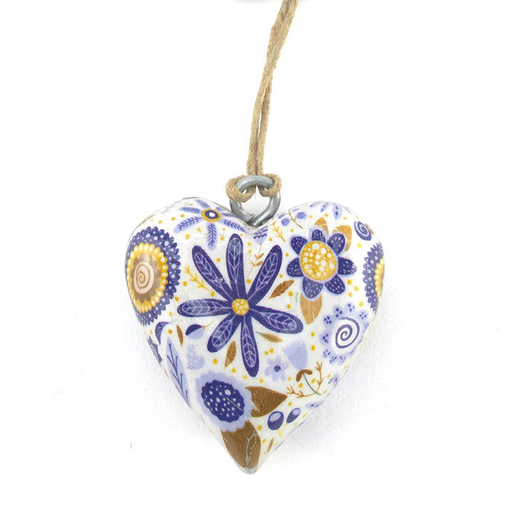 Floral Heart Wooden Hanging Ornament | 5cm | Little Gift | Cracker Filler