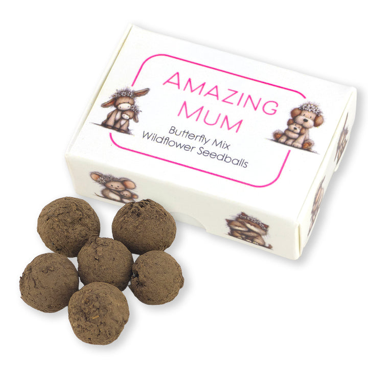 Amazing Mum | Box of 6 Seedballs | Butterfly Mix | Cracker Filler | Little Gift