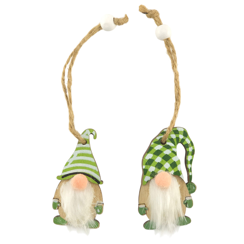 Green Wooden Hanging Gonk Ornament | Single | 6cm Tall | Mini Cracker Gift