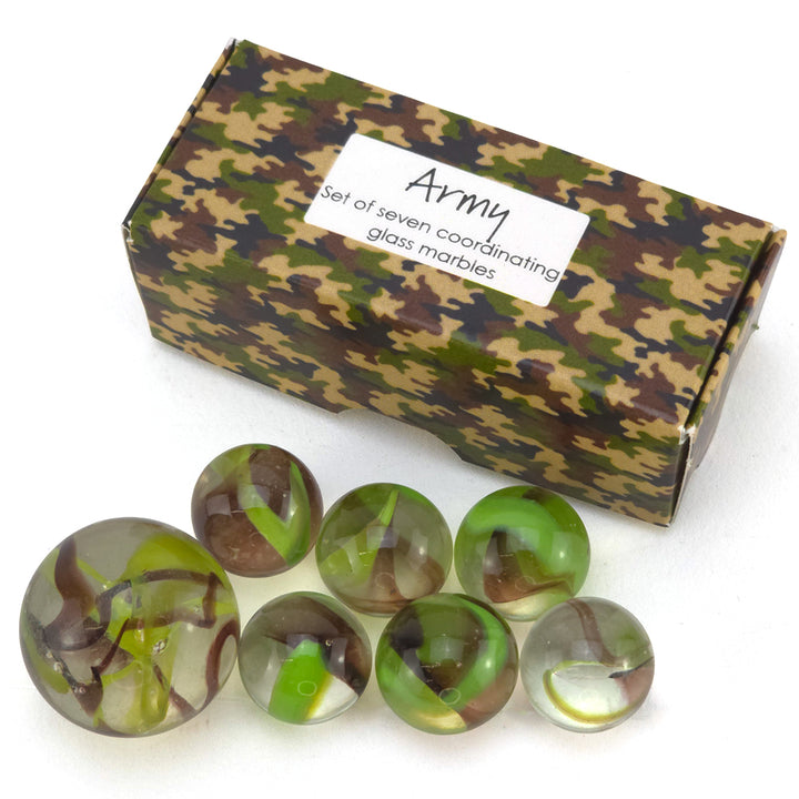 Army Camouflage | Mini Box of Marbles for Kids | Cracker Filler | Party Bag Gift