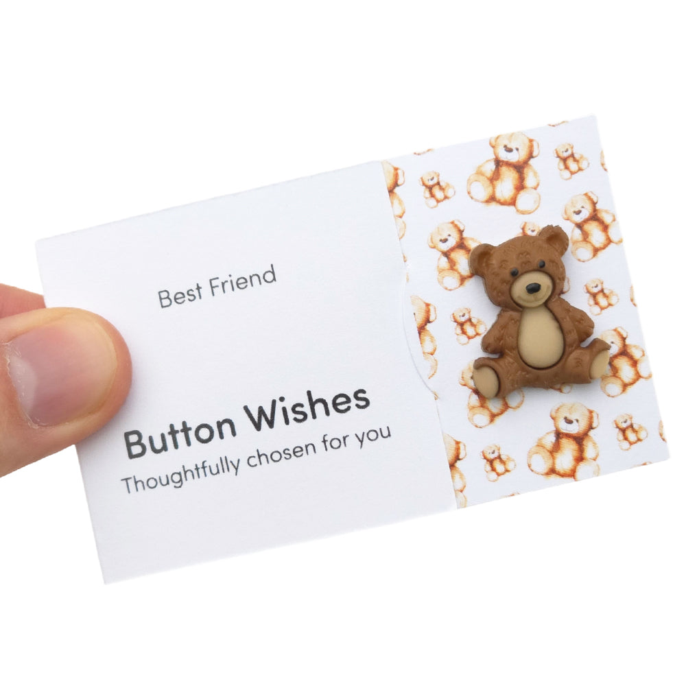 Best Friend | Teddy Bear | Button Wishes Sew On Token | Mini Cracker Filler Gift