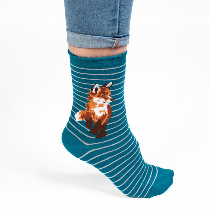 Cute Fox | Ladies Supersoft Bamboo Socks | One Size | Wrendale Designs