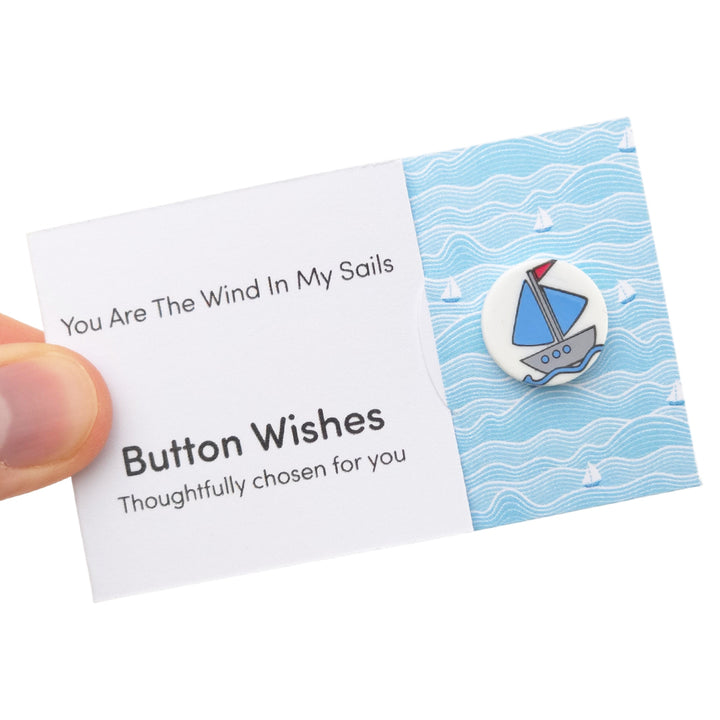 You Are The Wind in My Sails | Button Wishes Sew On Token | Cracker Filler