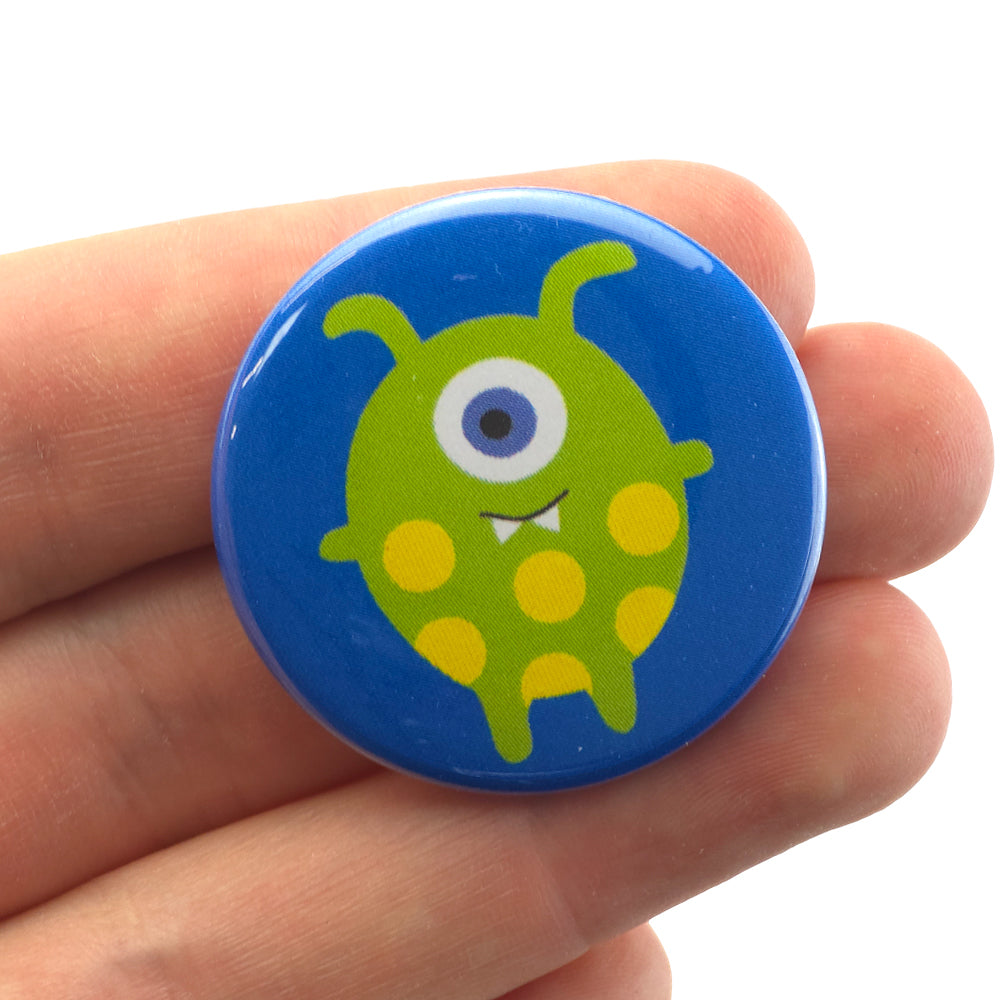 Green Monster | 38mm Button Pin Badge | Mini Gift | Cracker Filler