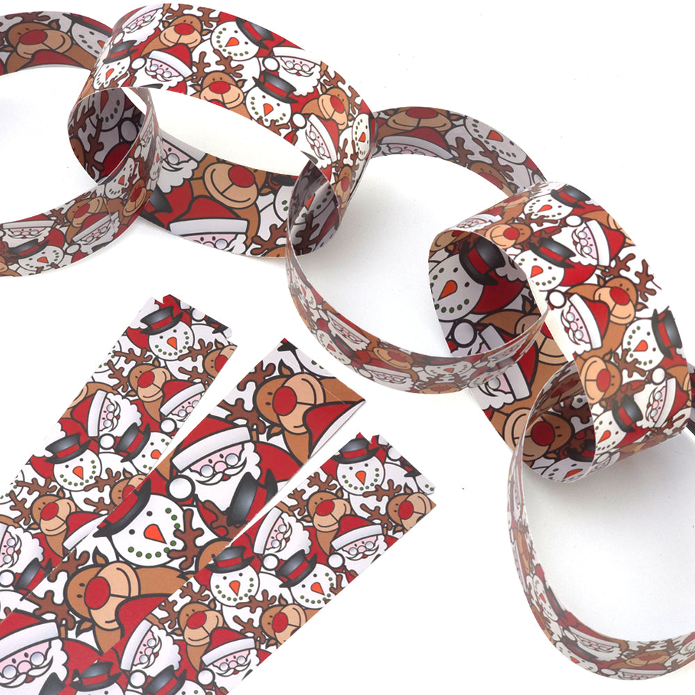 30 Reusable Christmas Paper Chains | Christmas Characters | No Glue | 2.5m