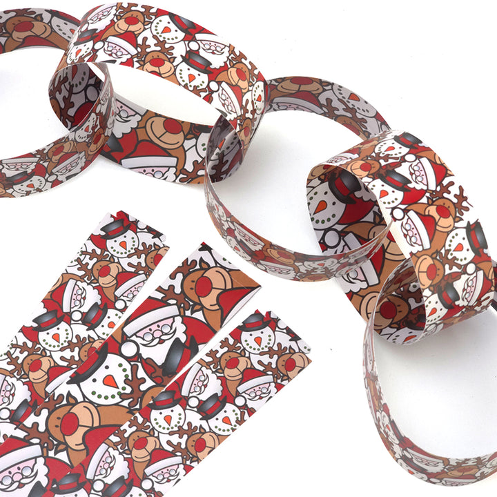 30 Reusable Christmas Paper Chains | Christmas Characters | No Glue | 2.5m