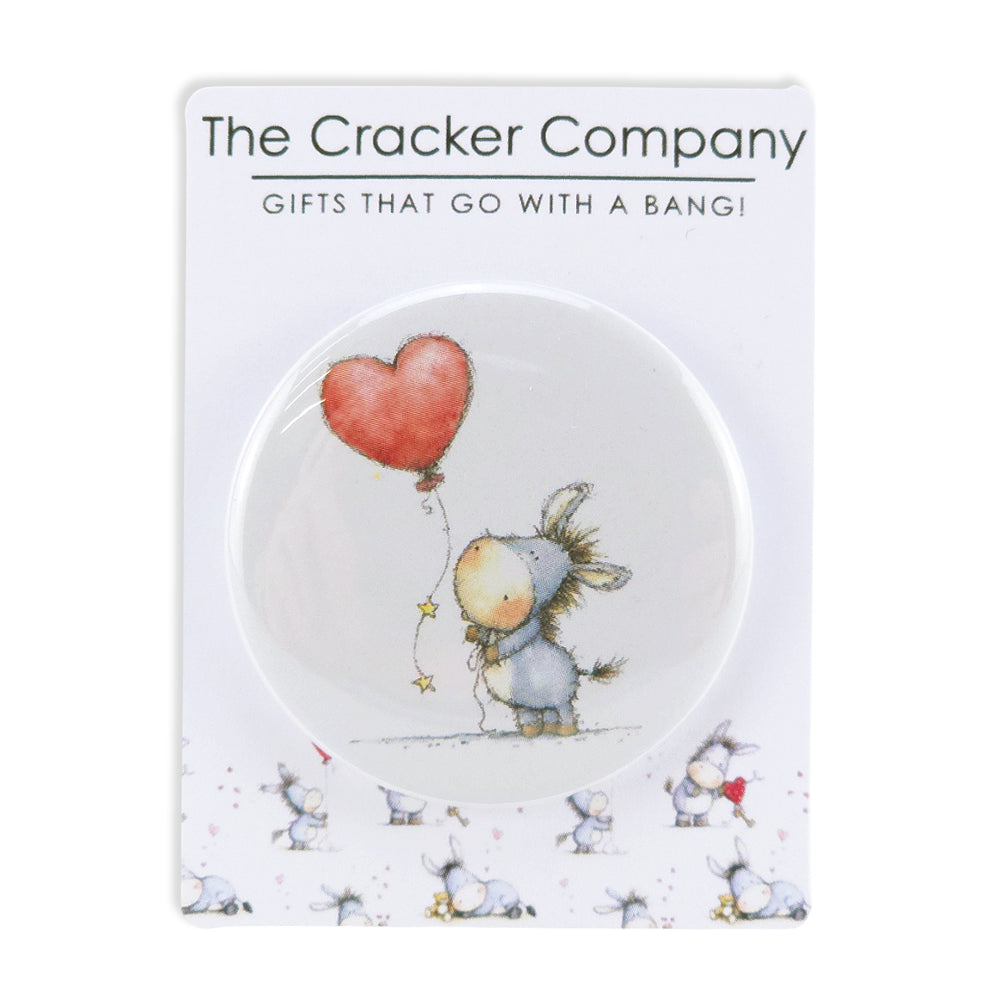 Cute Donkey Love | 38mm Button Pin Badge | Little Valentines Cracker Filler