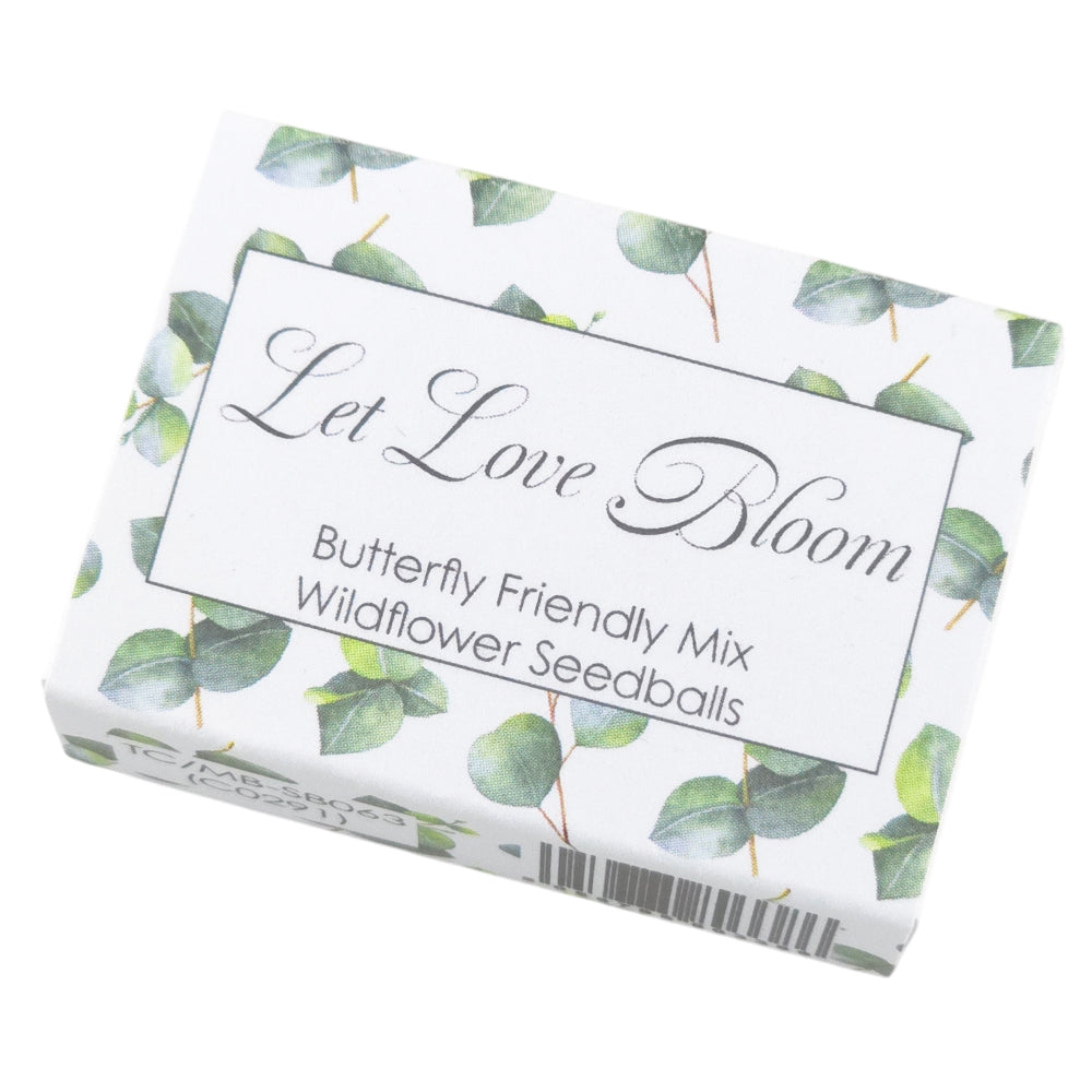 Let Love Bloom | Wedding Watercolour Eucalyptus | 6 Seedball Matchbox | Cracker Filler | Little Gift