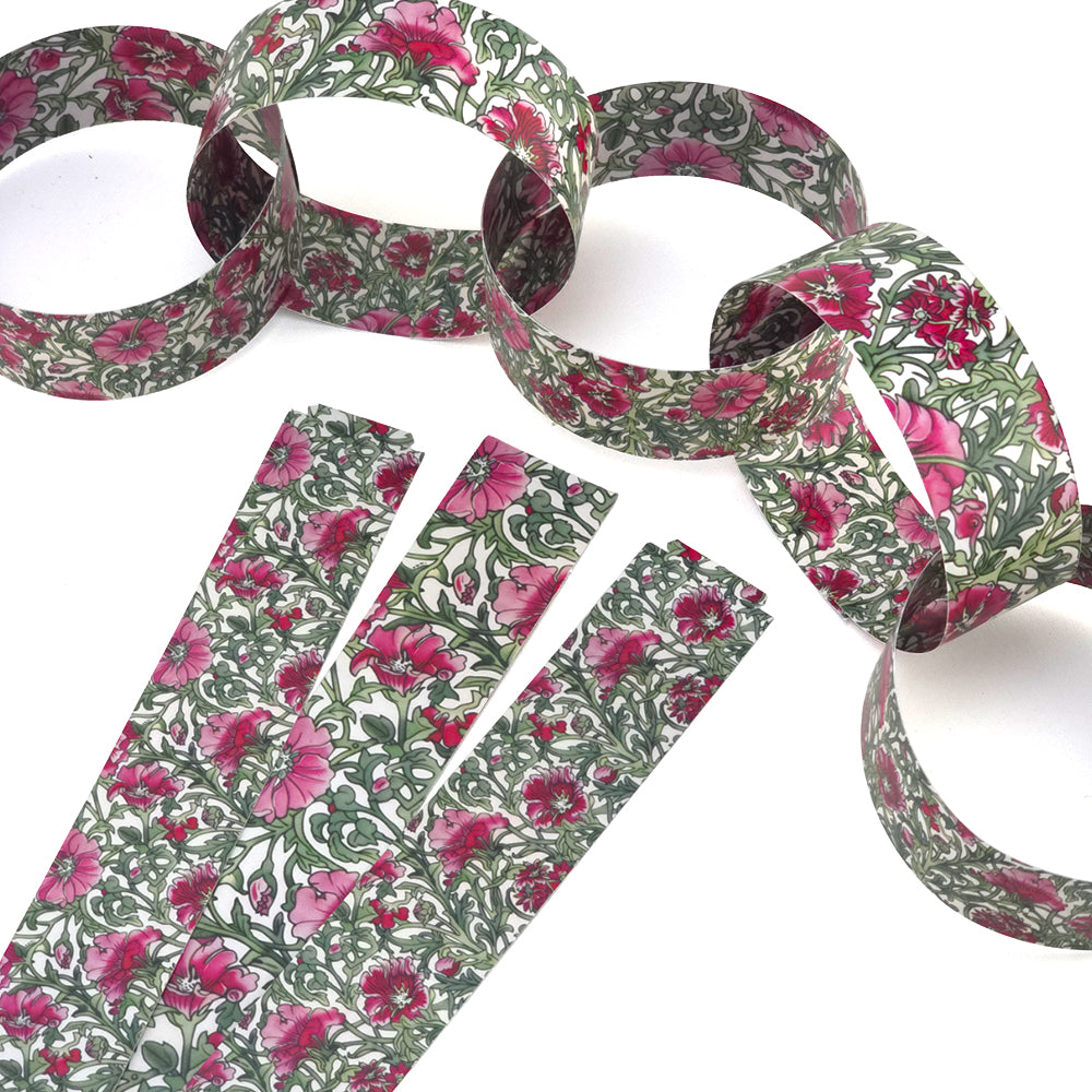 30 Reusable Paper Chains | William Morris Pink Florals | No Glue Needed | 2.5m
