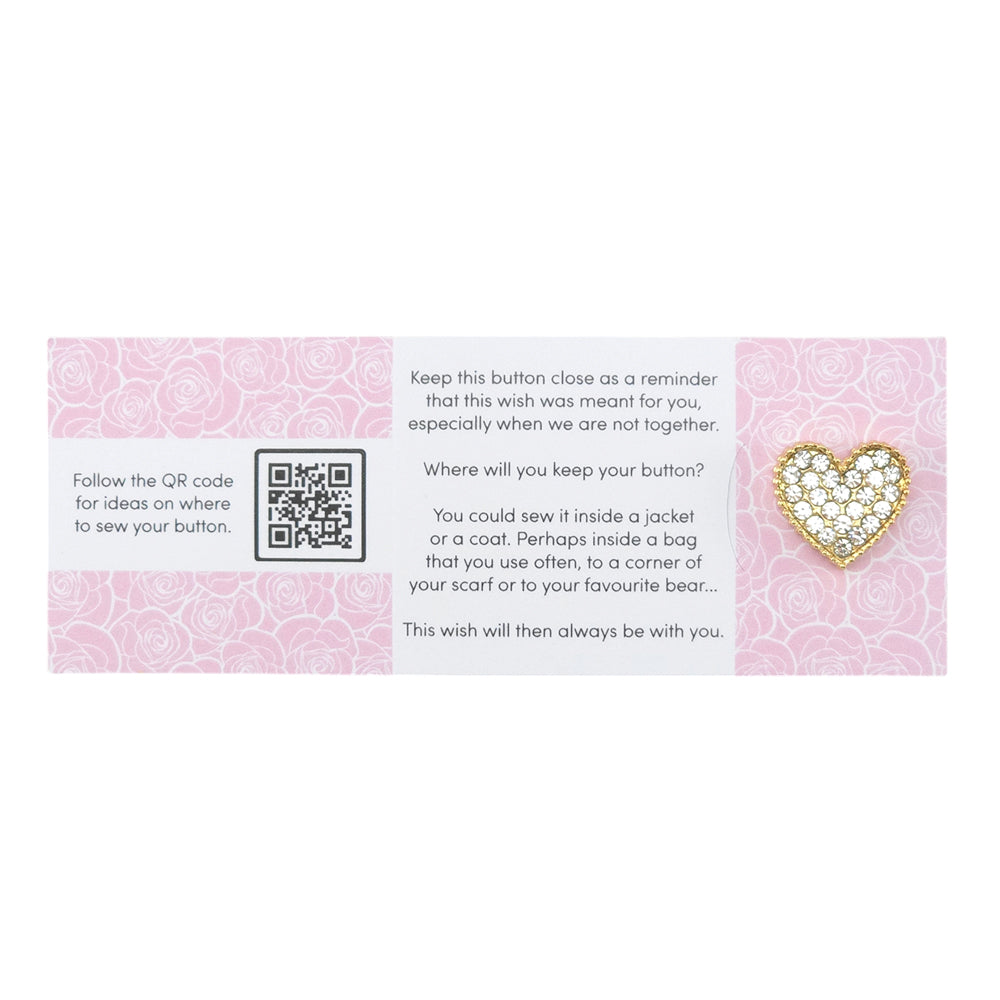 Happy Mother's Day | Diamante Heart | Button Wishes Sew On Token | Mini Gift