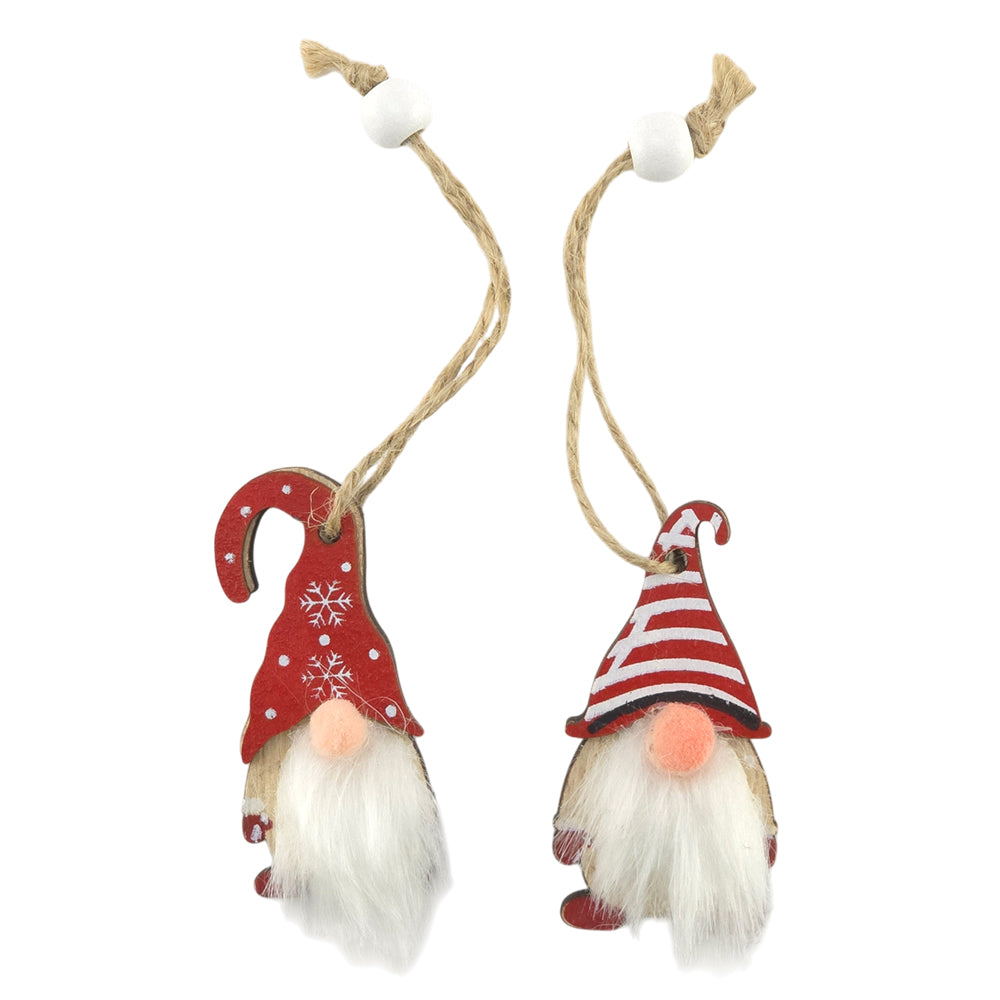 Red Scandi Wooden Hanging Gonk Ornament | Single | 6cm Tall | Little Gift | Cracker Filler