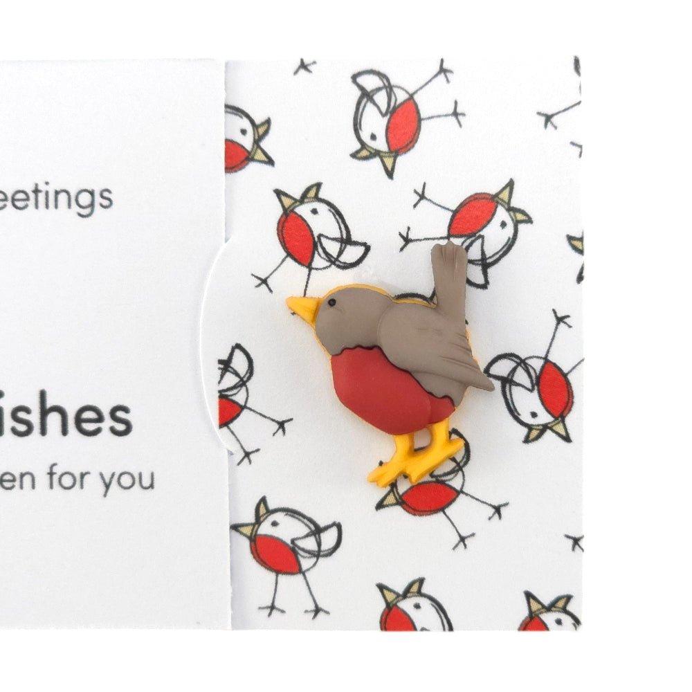 Christmas Tweetings | Chirpy Robin | Button Wishes Sew On Token | Little Gift | Cracker Filler