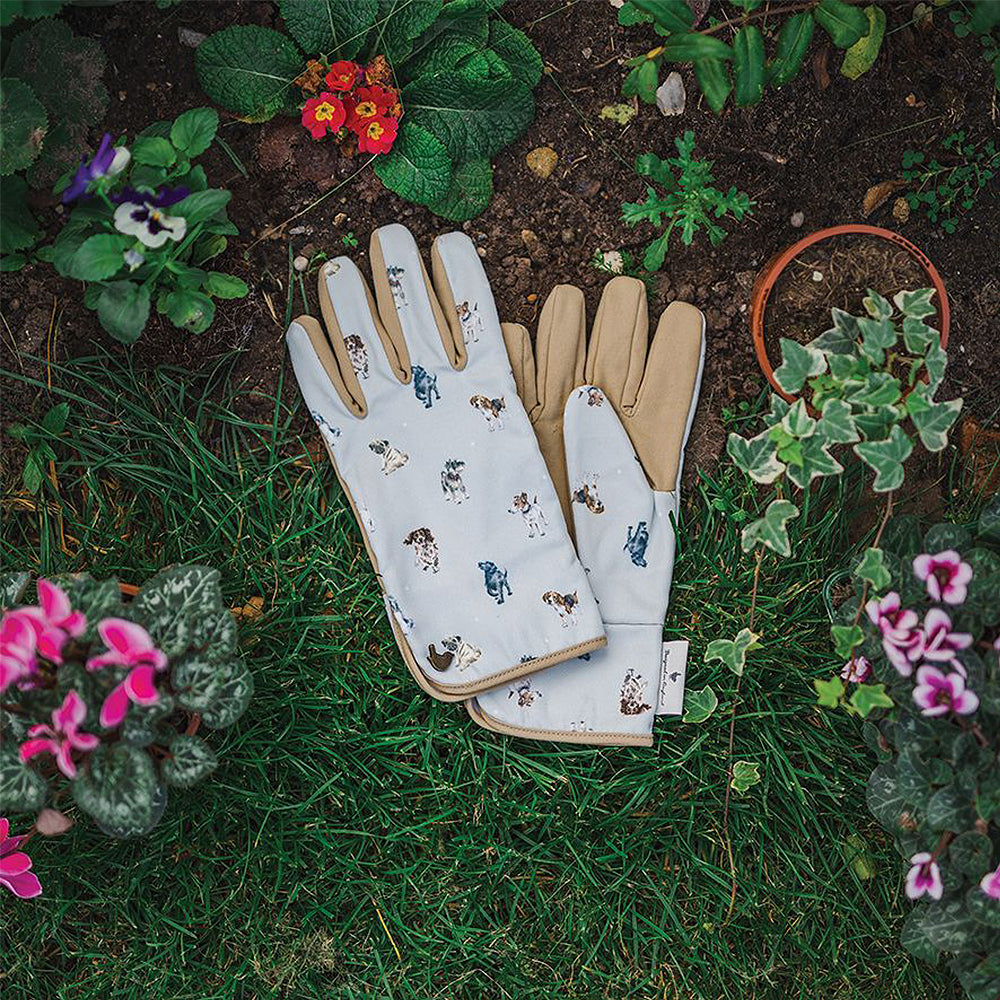 Dog Friends Fabric Gardening Gloves | One Size | Wrendale Designs