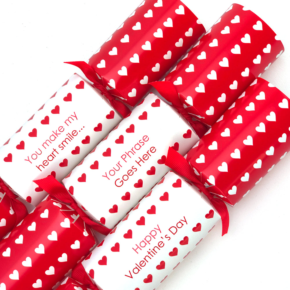 Add Your Own Wording | Personalised Valentines Cracker Craft Kit | Polka Hearts | Single