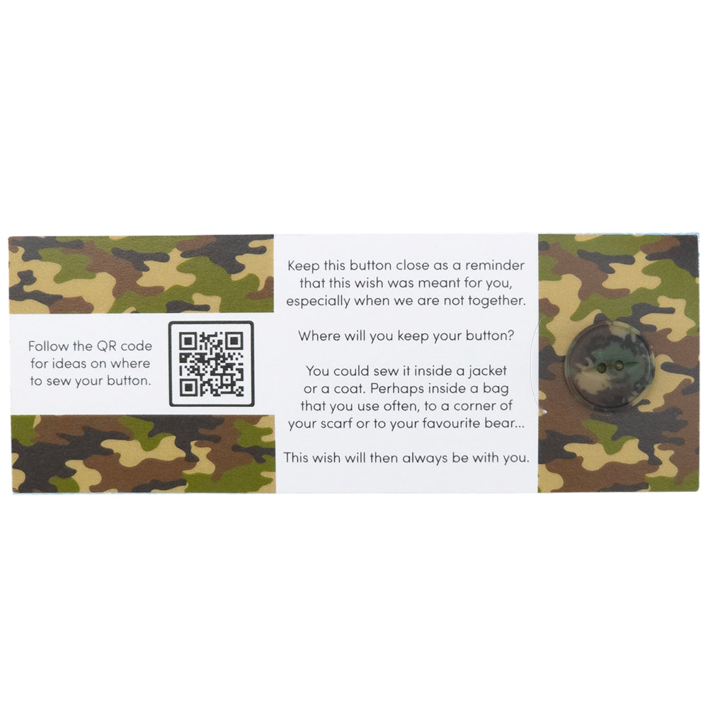 Our Hero | Camouflage | Button Wishes Sew On Token | Mini Gift | Cracker Filler