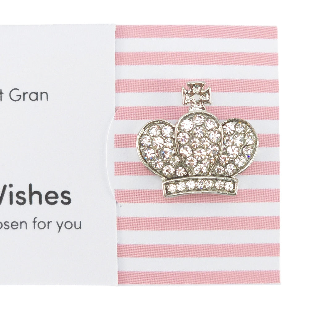 To The Best Gran | Diamante Crown | Button Wishes Sew On Token | Cracker Filler