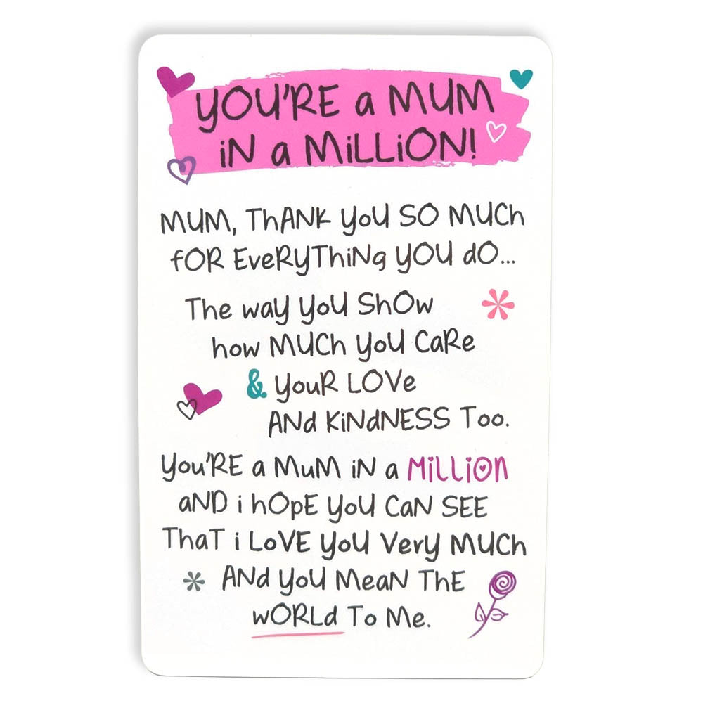 Mum in a Million | Mini Keepsake Card With Verse | Little Gift | Cracker Filler