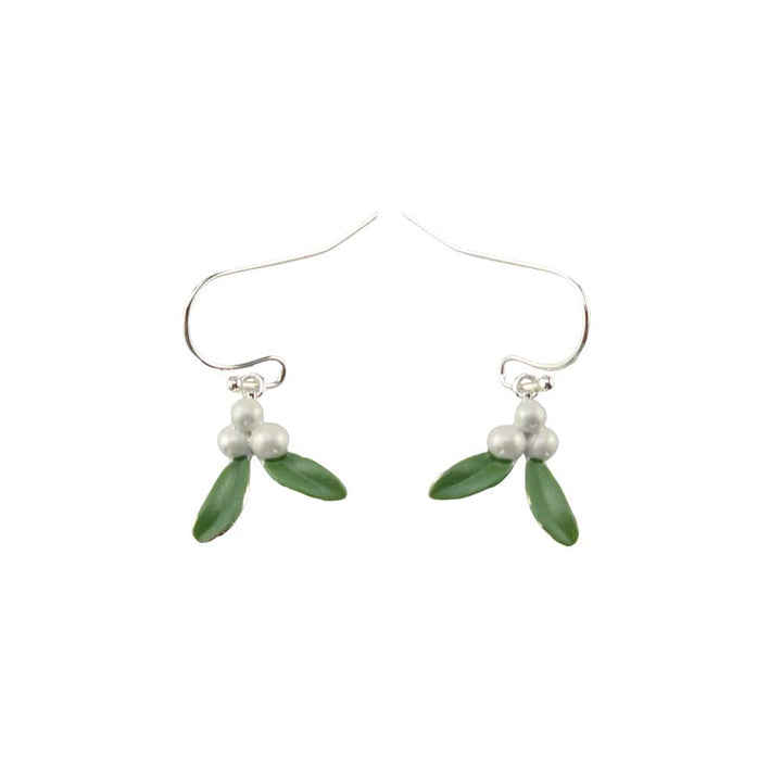 Christmas Mistletoe | Silver Tone Drop Earrings | Little Gift | Cracker Filler
