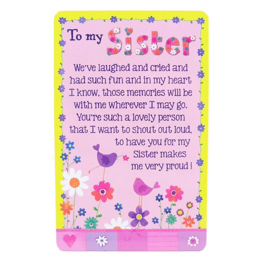 To My Sister | Mini Keepsake Verse Card | Cracker Filler Little Gift