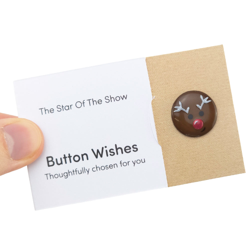 The Star of the Show | Rudolph | Button Wishes Sew On Token | Cracker Filler