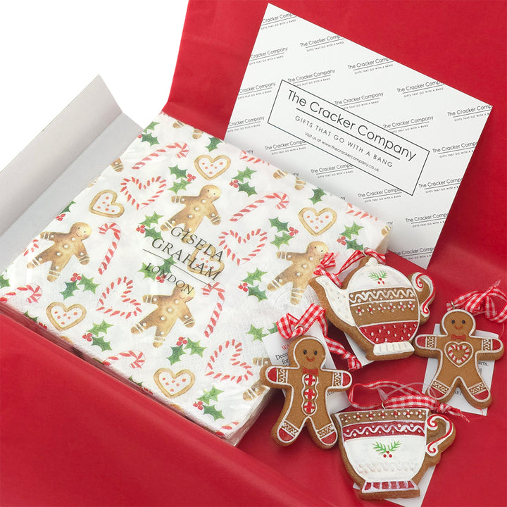 Gingerbread Ornaments & Napkins | Christmas Letterbox Gift for Ladies | Gisela Graham