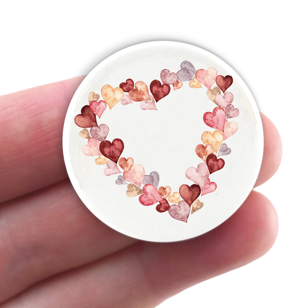 Watercolour Heart | 38mm Button Pin Badge | Little Valentines Cracker Filler
