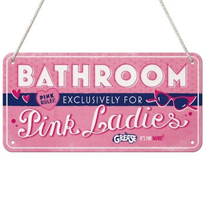 Pink Ladies | Grease | Exclusive Bathroom | Embossed Tin Sign | 20cm x 15cm