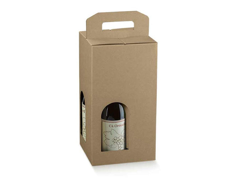 Kraft Cardboard Wine Bottle Gift Box for 1 Bottle
