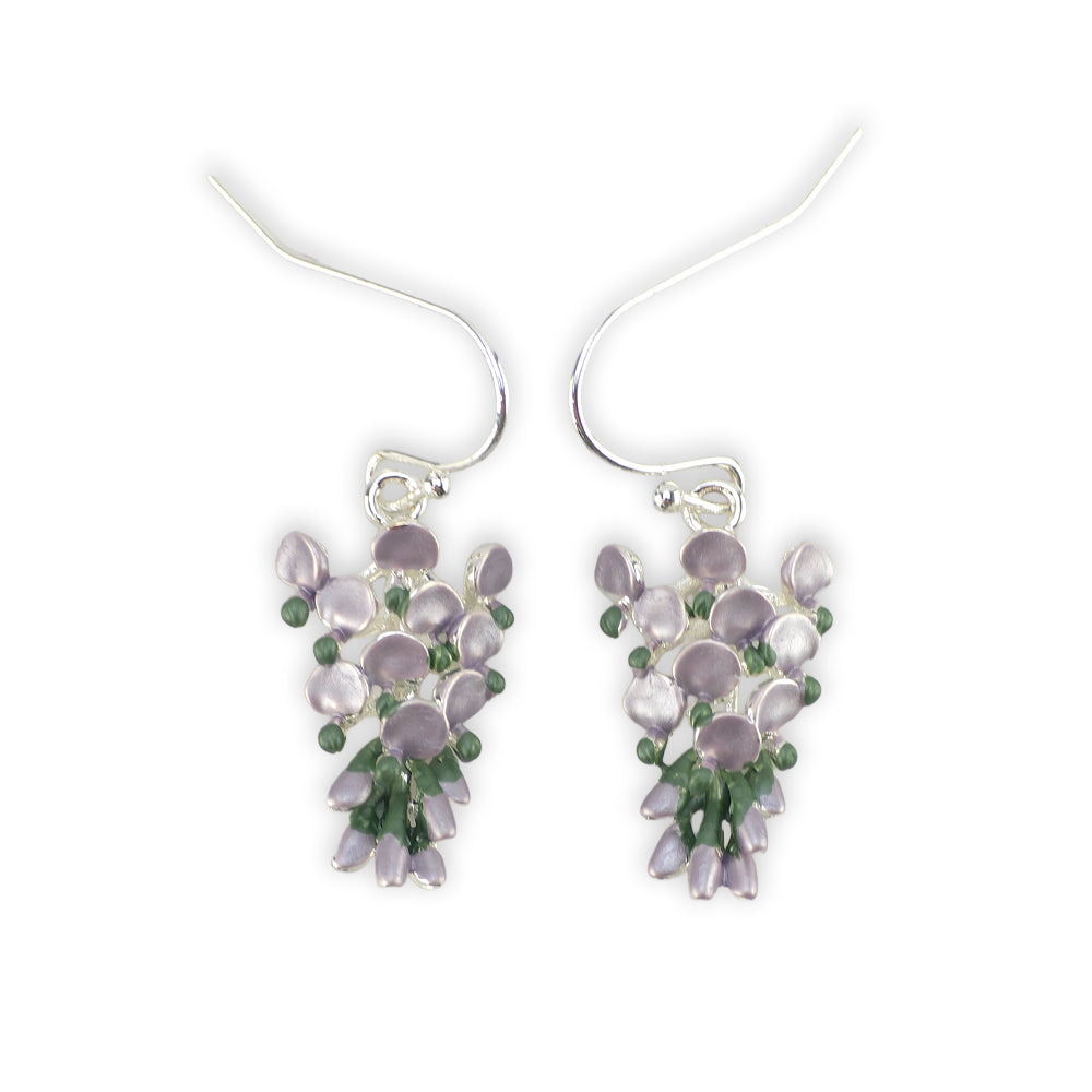 Wisteria Lilac Flower | Silver Plated Drop Earrings | Little Gift | Cracker Filler