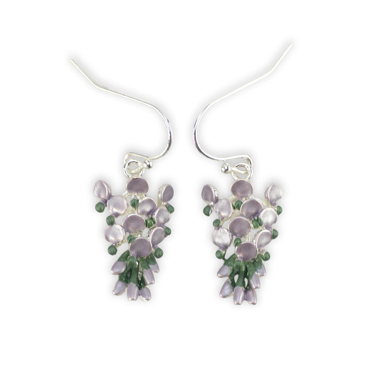 Wisteria Lilac Flower | Silver Plated Drop Earrings | Little Gift | Cracker Filler